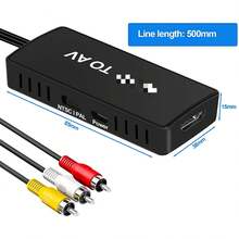 RCA Converter, To AV Composite Video Audio Converter Adapter, Supports PAL/NTSC For PS One, PS2, PS3,  64, STB, VHS, VCR, Blue-Ray DVD Players Projector - 黑色 - 查看 2