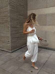 Top Mujer de Encaje Tirantes Finos sin Mangas Camisola Ajustada Casual Sexy Verano Blusa - Blanco - Ver 6