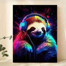 1 Stück Leinwandposter, Neon Faultier Poster, Gaming Liebhaber Poster Wandkunst für Wohnzimmer, Wanddekoration für Schlafzimmer, Heimdekoration Raumdekoration, Ohne Rahmen