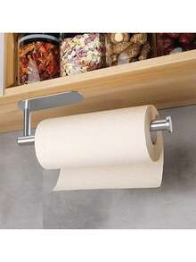 Portarrollos de Papel de Cocina, Acero Inoxidable Soporte para Papel de Baño, Soporte para Toallas de Papel, Taladrado y Autoadhesivo (Plata) - Plateado - Ver 1