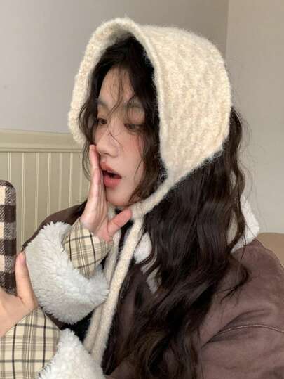 Ins-Style Solid Color Pineapple Pattern Knitted Wool Warm Ear Protection Headband Hat Woolen Ear Covers Versatile Autumn And Winter Ear Muffs