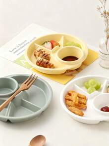 1pc Compartment Round Plastic Meal Tray - Reusable, Dishwasher , Ideal For Healthy Eating, Weight Loss, Picnics And Salads, Christmas Party Supplies, Family Dinner