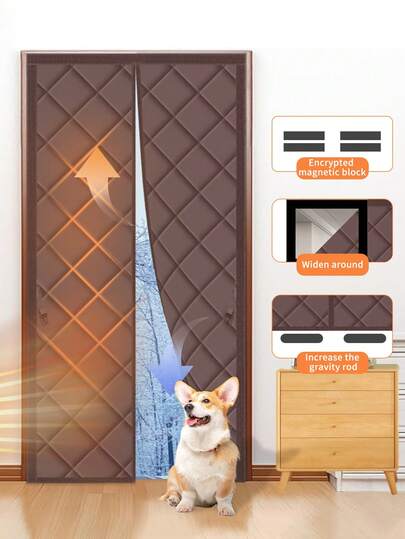 1pc Magnetic Thermal Door Curtain - Winter Door Insulation Cover, Blocks Cold/Hot Air, Windproof, Self-Closing, Suitable For AC Room, Kitchen, Bedroom, Back Door, Living Room