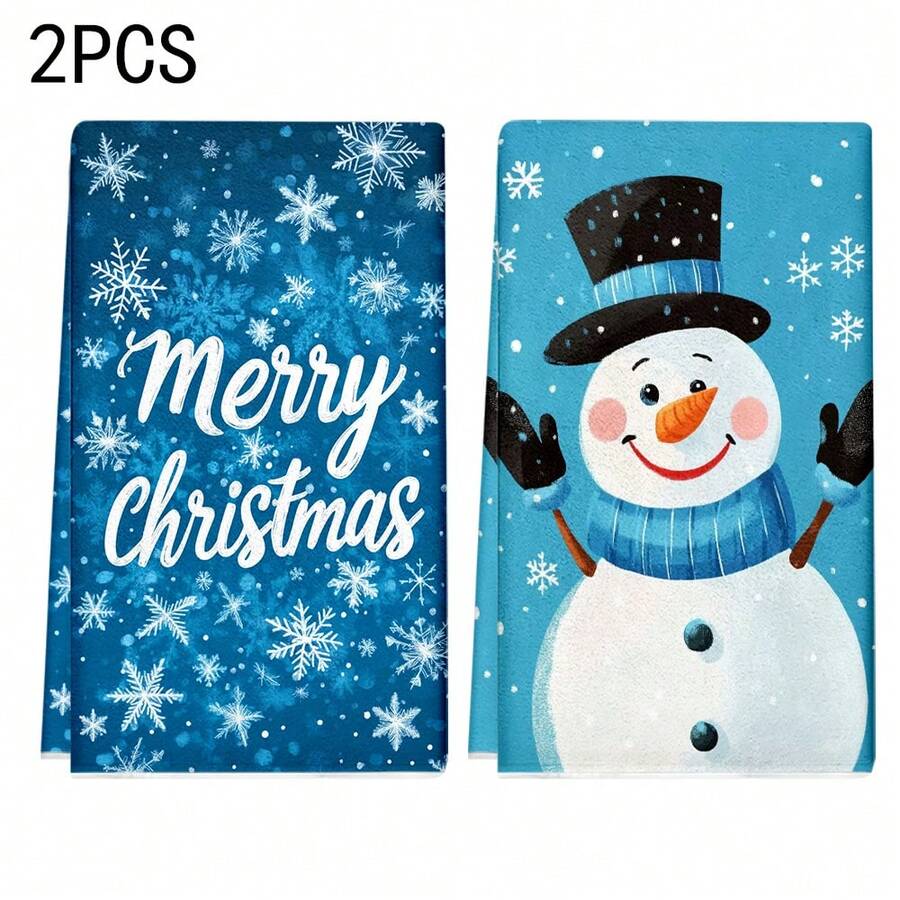 2 buc/100 buc prosoape de bucătărie și lavete cu model de fulgi de zăpadă de Crăciun fericit, potrivite pentru decorarea interioară în restaurante, bucătării și băi, decorare pentru petreceri, cadouri de festival, ca un cadou