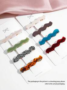 8pcs/Set High-Grade Versatile Multi-Color Wavy Acetate Clips, Include Bangs Clips And Side Clips, Suitable For Daily Use & Gift Hair Clips Claw Clips Hair Claws Hair Slide Hair Barrettes, School Stuff