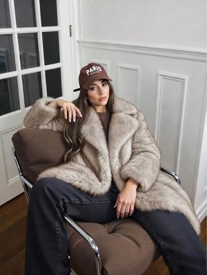 2025 Autumn/Winter New, Women Loose Mid-Length Faux Fur Lightweight Jacket, Suitable For Night Out, Daily Wear, Street, Travel, Brunch, Country Music Festival And More