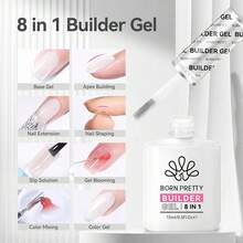 BORN PRETTY Builder Gel For Nails, 8-In-1 Milky White Clear Builder Nail Gel For Nail Apex And Gel Extension Strengthener, Nail GLue Gel Hard Gel Base Rhinestone Nail Glue Gel In A Bottle 15ml{"Color_name":"15mlBuilderGel8in1-MilkyWhite"} - 15ml 8合1修護啫咖哩-乳白色 - 查看 3