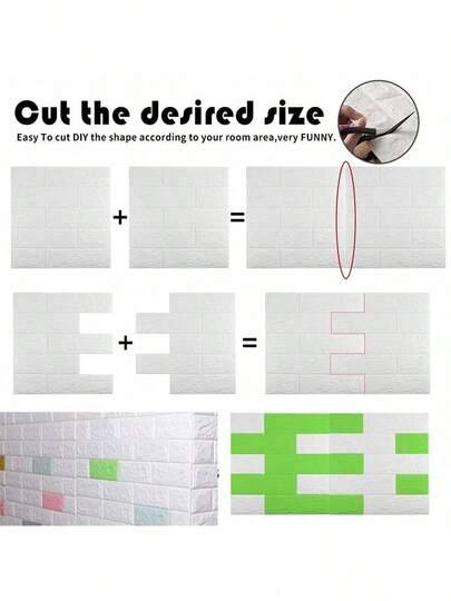 /1pc 3D Self Adhesive Wand Stickers, Foam Waterproof Wallpaper, Children's Room, Living Room Background ation, Moisture Proof, Anti Collision, Bedroom, Dormitory, Rental Ho Nursery Wallpaper Home Bathroom Bedroom ation Stuff Art Paper view 7