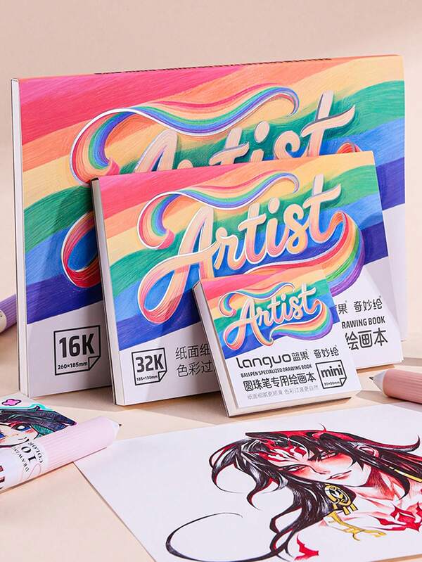 1 Stück blauer Frucht Holzpulp Kugelschreiber Malblock, 16K super dick, hochwertig, blutfrei, reibungslos schreibendes Skizzenbuch für Studenten