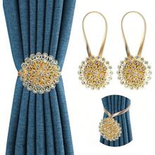 2pcs Magnetic Curtain Ties, Curtain Clips With Elastic Metal Ropes, Easy To Install, Home Decoration Accessories, Used For Fixing Curtain Racks In Home Offices And Outdoor Decoration - 2pcs - View 1