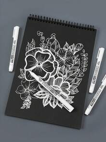 12/5/1 Pc(S) White Fine Tip Waterproof Drawing, Graffiti, Marker Pen, Permanent Neutral Pen For Fabric, Wood, Marking (Standard Size Is 5 Pcs Per Pack) Back To School