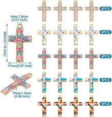 30 Piezas de Colgantes de Cruz de Esmalte Estilo Mosaico Colgantes de Cruz Coloridos Colgantes Religiosos 5 Colores 29mm para Hacer Collares, Pendientes, Pulseras, Joyería, Esmalte, Sin Piedras Preciosas - 1 - Ver 5