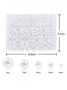 Pearl Beads Kit, Multiple Sizes Round Imitation Pearls Beads Kit For Jewelry Making, DIY Bracelet Earrings Necklaces Crafts, Friendship Birthday Gifts