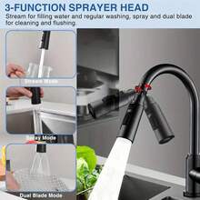 1pc Copper Kitchen Faucet, G1/2 Interface, Wall-Mounted, With Flexible Brass Valve Core - Water-Saving, Easy Installation, Suitable For Modern Kitchen - Black - View 6