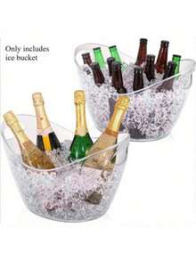1pc Acrylic Ice Bucket - Transparent Champagne And Soda Beverage Cooler, Clear Party Drink Tub, Food , Ideal For Parties, Bars And Restaurants - Clear - View 6