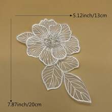 20/10pcs Black Lace Fabric With 3D Sequin Bead Flower Applique, Polyester Mesh Embroidery For DIY Clothing And Craft Decoration, Sewing Supplies