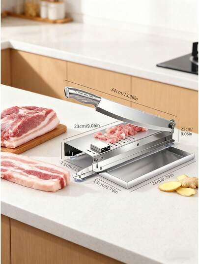 Stainless Steel Food Slicer, Meat Slicer, Manual Frozen Meat Cutting Tool For Slicing Beef, Household Vegetable Food Slicer, Chicken, Duck, Fish Bone Slicer, Commercial Knife.