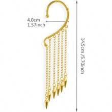 Multi Gold Silver Punk Long Tassel Chain Cone Bullet One Ear Cuff 316L Stainless Steel Barrel Nails Crawler Climer Dangle Drop Earring For Women Statement#SSDD B BJNHMJ