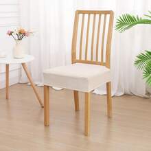 4pcs Plaid Textured Waterproof Dining Chair Seat Covers Removable Anti-Slip Slipcovers Universal For Kitchen Chairs