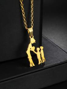 1 件时尚母子女吊坠项链，女士奢华不锈钢项链，母亲节礼物 - 金色 - 查看 17