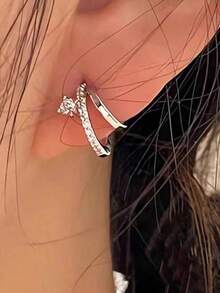 1 par de pendientes geométricos, brillantes, encantadores e individuales de joyería de oro para mujeres, de moda y versátiles, accesorios exquisitos para uso diario
