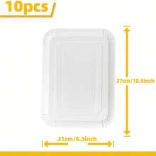 10/20pcs White Paper Party Plates, Light-Weight Rectangle Dinner Plates, Disposable Platters Serving Dish, Large Serving Tableware Food Trays For Cookie Cake Dessert Snack Appetizers Holiday Picnic Party Supplies Birthday﻿