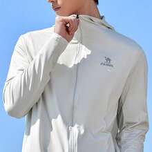 CAMEL CROWN Men's Knitted Hooded Lightweight Breathable Sun Protection Jacket, Moisture-Wicking, UV-Resistant, Quick-Drying, Thin Outerwear For Spring/Summer - Glacier Silver - View 4