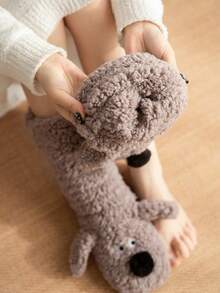 2双/1双女士保暖加厚防滑袜，冬季毛绒拖鞋袜，保暖加厚毛绒睡衣袜，室内地板袜，女士舒适冬季保暖地板袜，耐穿，可爱卡通动物图案设计，冬季地板袜，情人节礼物，家居必备 - 彩色 - 查看 3