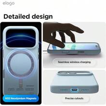 elago Funda Magnética de Silicona para iPhone 17 Pro MAX 6,9'' - Compatible con MagSafe, Silicona Líquida Premium, Funda Protectora, Antigolpes, Perfil Delgado (Azul Cielo) - Azul Cielo - Ver 4
