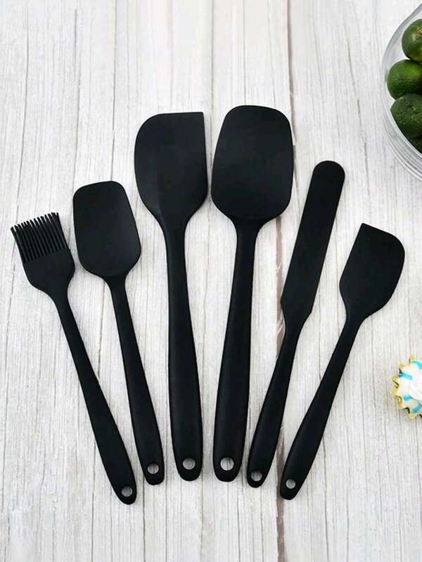 Conjunto de utensílios de silicone para confeitaria com 4/5/6 peças, espátula, pincel de óleo, raspador de creme para bolo