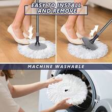 Spin Mop And Bucket Set EasyWring Microfiber Spin Mop With 3 Mop Pads Pedal Spinning Mops And Bucket With Wringer Set For Floor Cleaning Home Office Suitable - Xanh đậm - Xem 5