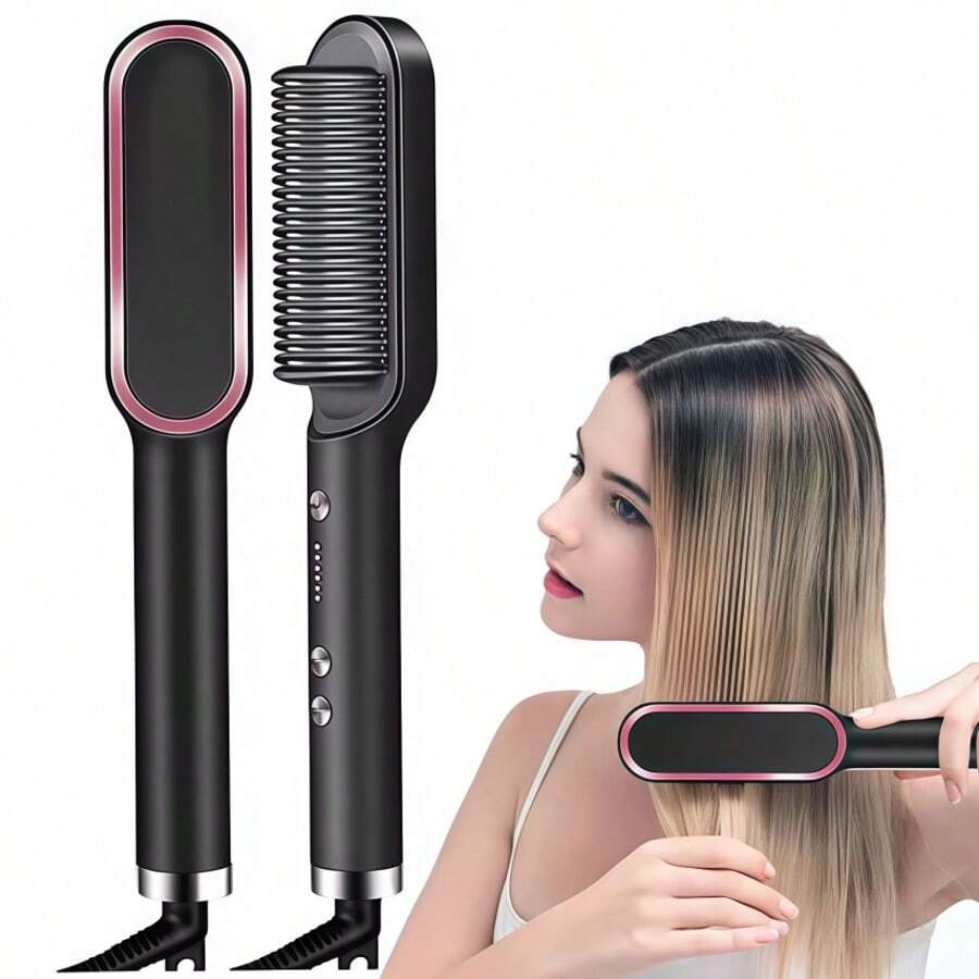 Pettine lisciante, spazzola lisciante riscaldata, riduce l'effetto crespo, design anti-ustione, regalo per le donne, doppia tensione, spazzola multifunzione per lo styling dei capelli