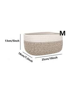1pc Minimalist Woven Storage Basket, Suitable For Storing Cosmetics, Desktop Items, Living Room, Bedroom, Multi-Color Woven Basket For Storing Miscellaneous Items, Stationery, Toiletries, Towels, Can Also Be Used As A Bathroom Storage Box - Grey - View 11