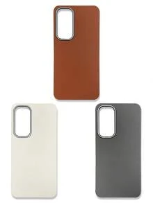 Funda de teléfono de lujo con textura de lichi de tacto suave, combinación de 3 colores para todas las estaciones, gris, marrón y beige, compatible con iPhone/Galaxy - Multicolor - Ver 23