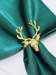 4 Pieces, Christmas Western Restaurant, Christmas Reindeer, Cute Christmas Deer Head, Napkin Ring, Hotel Decoration Buckle - Multicolor - View 2