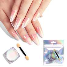 Chrome Nail Powder For Gel Nails, Aurora Fine Glitter Powder Mirror Effect Pigment Pearlescent Mermaid Pigment Pearl Glitter For Home DIY Salon Use{"Color_name":"Aurora"} - Aurora - 查看 1
