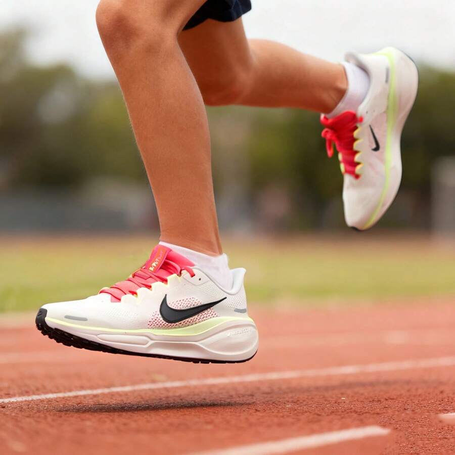 Nike AIR ZOOM PEGASUS 41 (GS) Running Shoes For Teens: Breathable And Comfortable Mesh Shoes With Air Zoom Cushioning And Rebound, Lightweight Running Shoes For Daily Exercise And Outdoor Leisure. - Sail White/Redwood Green/Transparent Pink/Bright Crimson - View 1