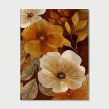1 Stück Vintage Herbst Blumen Leinwandkunstdruck - Warmes Braun & Orange Botanische Wanddekoration, Boho Herbststil, Ungerahmt, Ideal für Wohnzimmer, Schlafzimmer, Küche, Esszimmer, Badezimmer - Geschenk zur Schulanfang, Raumdekoration