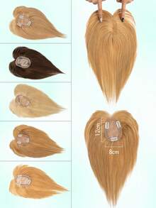 Hair Toppers For Women Real Human Hair 8-14inch Straight Human Hair Topper With Bangs Skin Scalp Big Base Cover Thinning Or Loss Top Pieces Real HairPieces 360°3D Bangs Thinning Blonde Hair For Daily - Multicolor - View 8