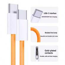 Cable de carga súper rápida tipo C naranja - Núcleo de cobre puro para una conductividad superior. Compatible con iPhone 17/16/15 y compatible con Samsung S25/S24/S23/S22. Ideal para el hogar, la oficina y los viajes