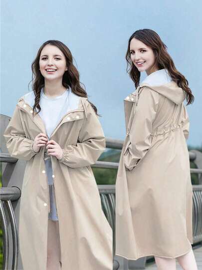Korean Coat Type Raincoat Women Waterproof Adult Rainproof Windproof Long Sleeve Riding Sweet Girls