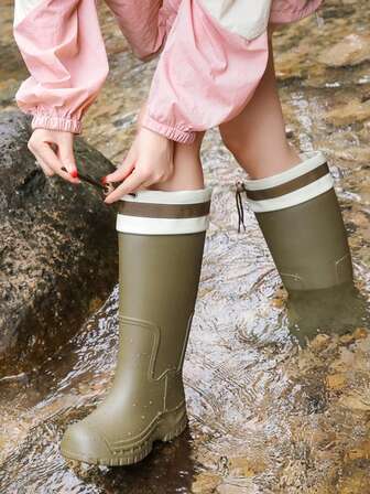 Fashionable Minimalist High-Top Waterproof Rain Boots, Outdoor Women's Waterproof Anti-Slip Durable Work Boots
