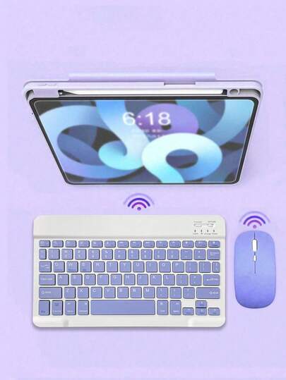 AKKHOO Wireless Keyboard And Mouse Combo, Compatible With Ipad Computer Phone Tablet, Rechargeable Silent Mini Keyboard And Mouse