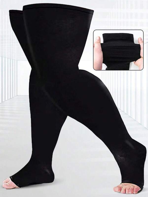 2/1 Pair Plus Size Compression Socks, Elastic Thigh High Compression Socks, Over-The-Knee Toe-Out Sports Socks, Suitable For Running, Cycling, Skateboarding, Hiking And Various Sports, Unisex, All Season