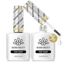 Super Top Gel, High Gloss Shiny Long Lasting Top Gel Polish, Glossy Clear Soak Off U V & Nail Lamp Gel Nails DIY Top Gel Coat 15ml 2pcs{"Color_name":"2Pcs15mlSuperTopCoatSet"} - 2件15毫升超級面漆套裝 - 查看 2