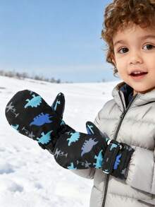 Nuovi guanti da sci per bambini - Tessuto impermeabile e ad asciugatura rapida, imbottitura termica per autunno e inverno, guanti spessi adatti per bambini da 2 a 4 anni, con stampa a cartoni animati