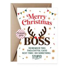 1 张有趣的圣诞工作场所贺卡 | 员工给老板的幽默祝福 | “请饶恕我吧”俏皮情怀，附信封和贴纸 - A - 查看 2