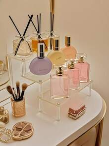 1pc-Tủ đựng mỹ phẩm Acrylic, Giá trưng bày trong suốt nhiều lớp, Thích hợp đựng nước hoa, sản phẩm chăm sóc da, mỹ phẩm, phòng tắm, phòng ngủ, trang trí nhà cửa, Thiết kế hình thang chắc chắn và gia cố - Trong sáng - Xem 8