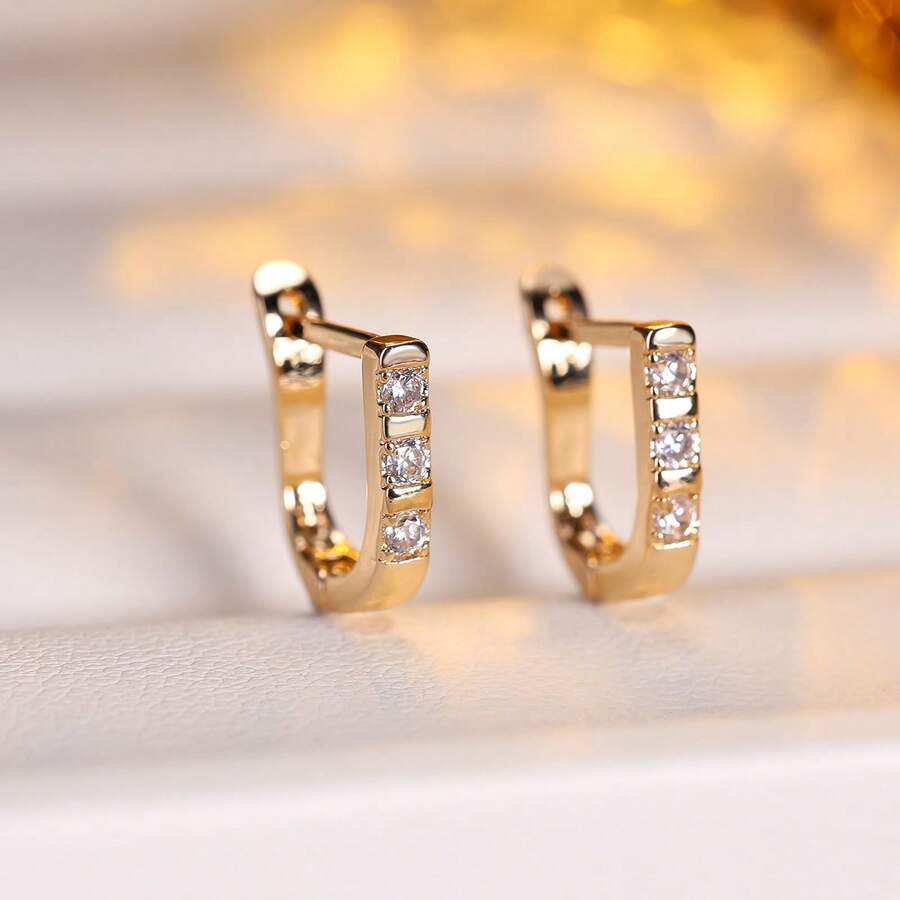 1 Pair Minimalist Geometric U-Shaped Hoop Earrings For Women, Versatile Chic Earrings Suitable For Parties, Daily Commute, Work, Adding Refined Touch To Outfits