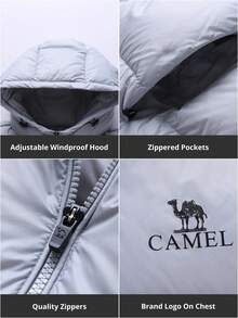 CAMEL CROWN Women's Outdoor Down Jacket Autumn And Winter 700 Fill Power Water Repellent Down Men's Thick Hooded Warm Puffer Jacket - Space Gray - View 3